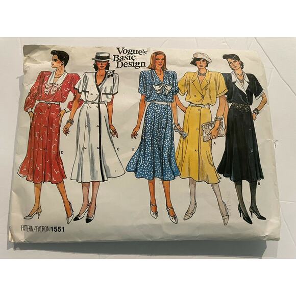 Vogue’s Basic Design vintage dresses 1985 pattern 1551 size 14-18 - Picture 1 of 3